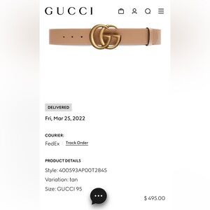 Gucci GG Marmont Leather Belt - Tan